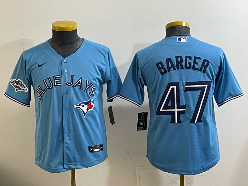 Youth 2025 Nike Toronto Blue Jays #47 Barger Light Blue Game MLB Jersey 04->youth mlb jersey->Youth Jersey